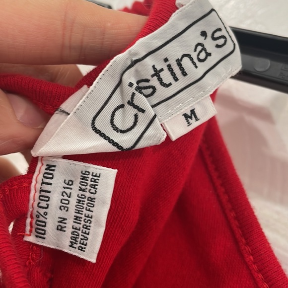 80s era red crop top by Cristina’s size Medium - Picture 2 of 3